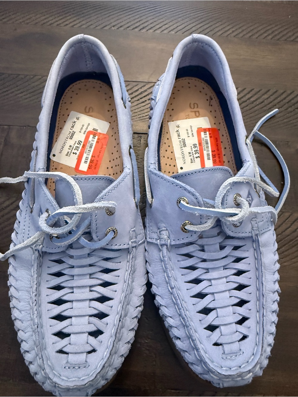 Sperry Light Blue Woven Leather Boat Shoes